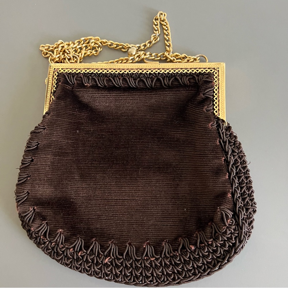 Vintage Brown Velvet Handbag Made In Italy‎